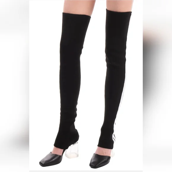 PALM ANGELS Over The Knee OTK Sock Boots Bootie Heels - Picture 2 of 8